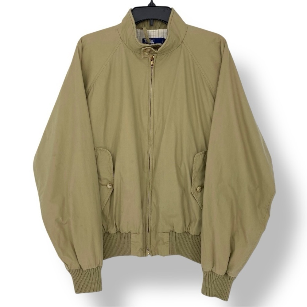Vtg Polo Ralph Lauren Bomber Plaid Lining Men's Tan Khaki Jacket Sz XL